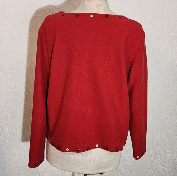 C & B Button Detail Snap Cardigan Red Size L - Picture 10 of 16